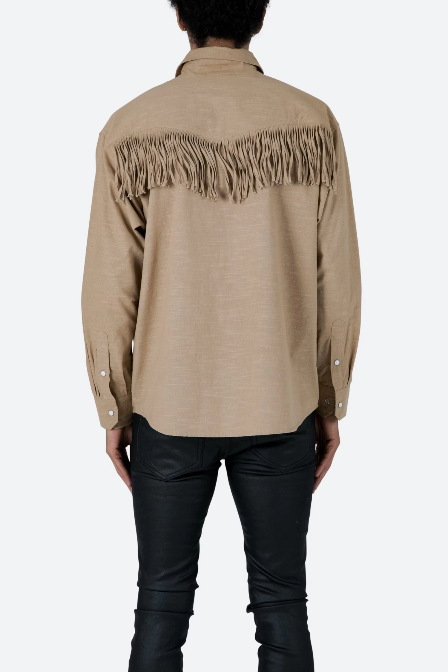 Fringe Western Shirt - Tan 7 Fringe Western Shirt - Tan - Image 5
