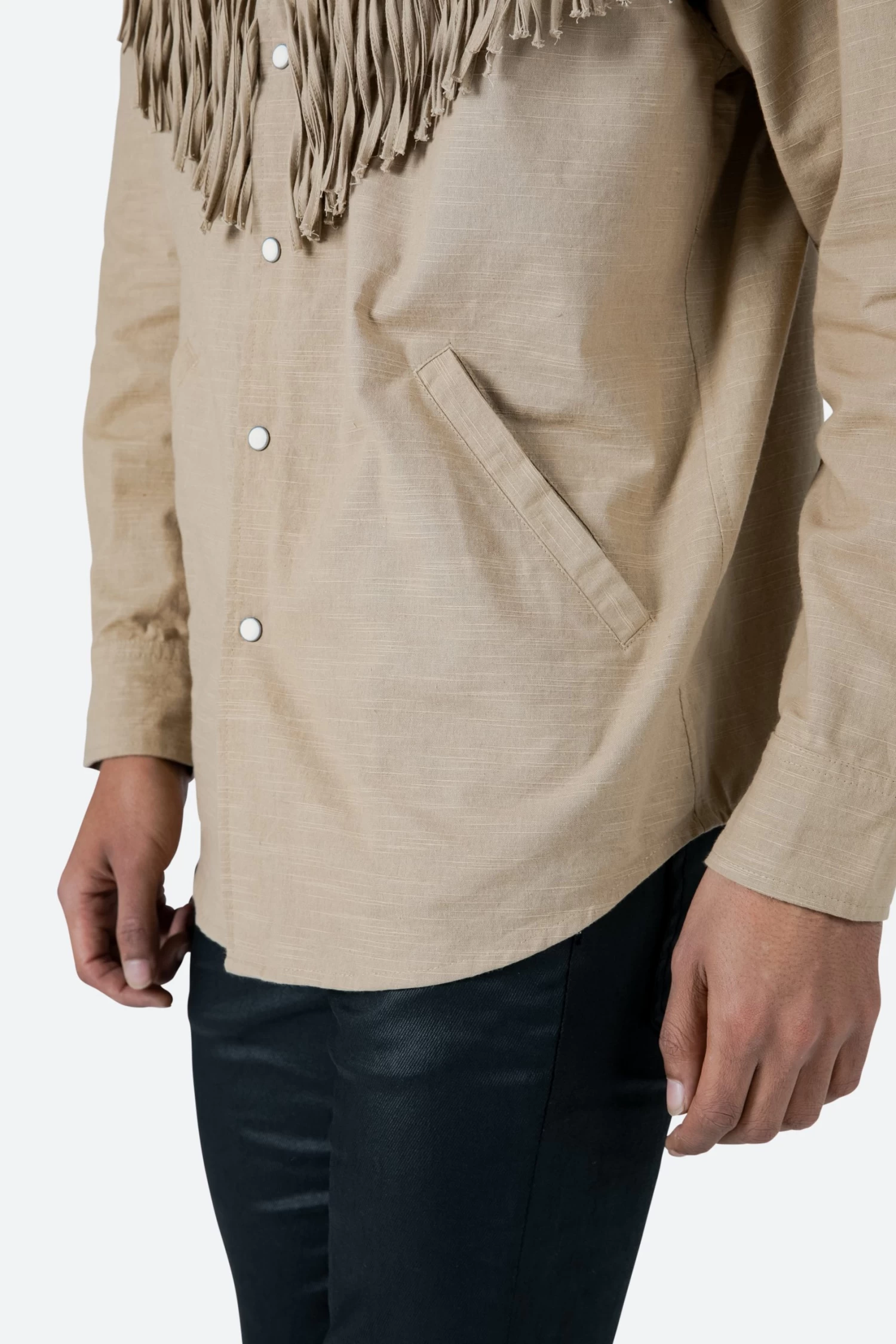 Fringe Western Shirt - Tan 9 Fringe Western Shirt - Tan - Image 7
