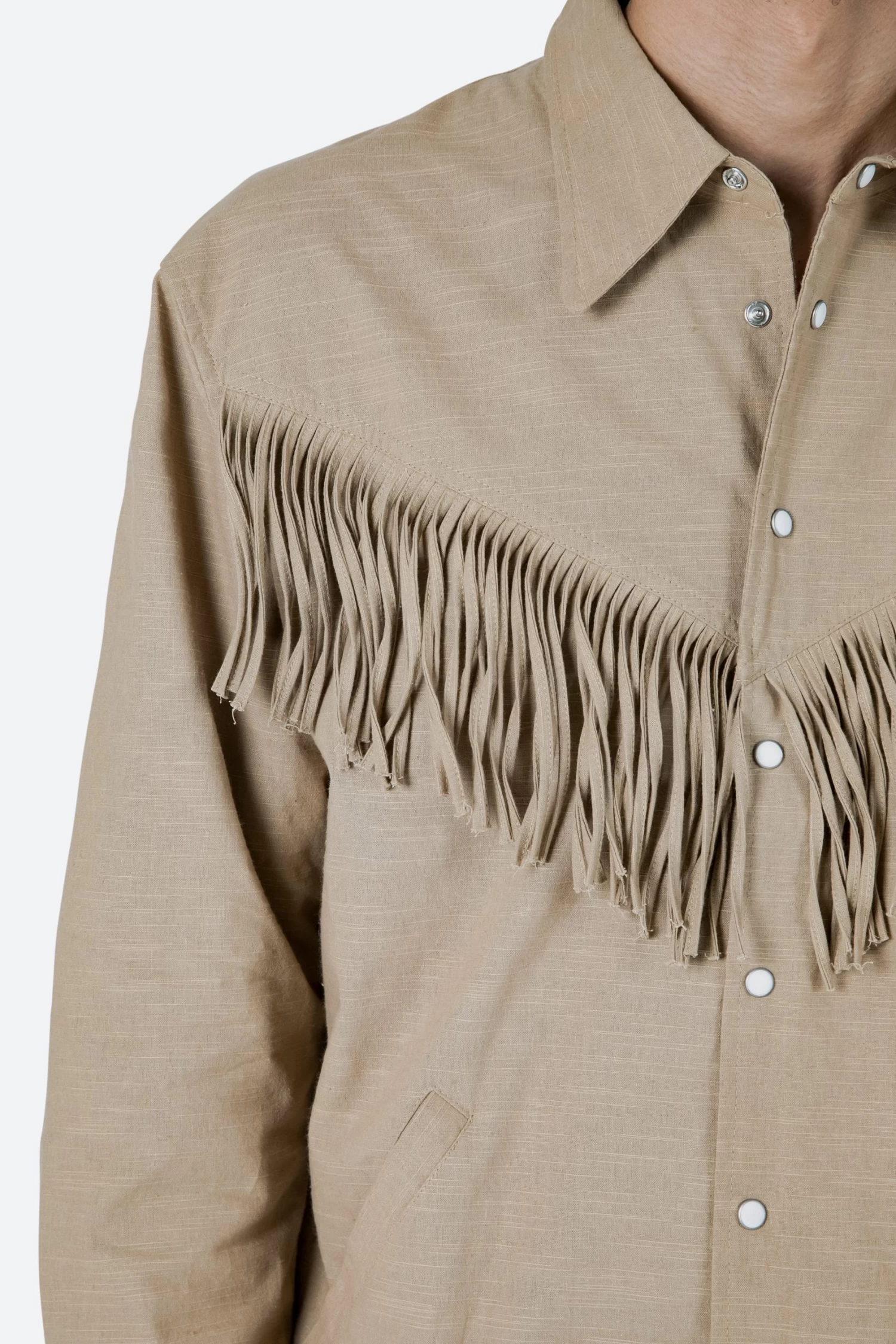 Fringe Western Shirt - Tan 10 Fringe Western Shirt - Tan - Image 8