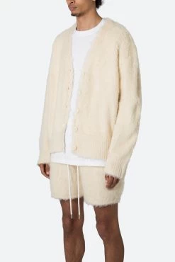 Fuzzy Cardigan Sweater - Off White -clothing Fuzzy Cardigan Sweater Off White 3