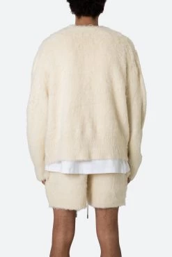 Fuzzy Cardigan Sweater - Off White -clothing Fuzzy Cardigan Sweater Off White 5