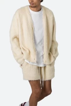 Fuzzy Cardigan Sweater - Off White -clothing Fuzzy Cardigan Sweater Off White 6