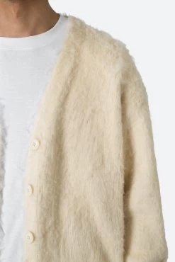 Fuzzy Cardigan Sweater - Off White -clothing Fuzzy Cardigan Sweater Off White 7