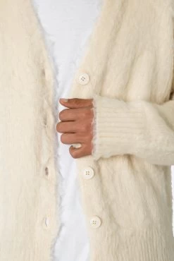 Fuzzy Cardigan Sweater - Off White -clothing Fuzzy Cardigan Sweater Off White 8