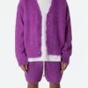 Fuzzy Cardigan Sweater - Purple 2 Fuzzy Cardigan Sweater - Purple -clothing Fuzzy Cardigan Sweater Purple