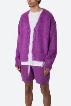 Fuzzy Cardigan Sweater - Purple -clothing Fuzzy Cardigan Sweater Purple 4