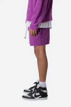 Fuzzy Sweatshorts - Purple -clothing Fuzzy Sweatshorts Purple 4