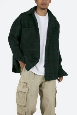Heavyweight Woven Flannel - Navy/Green -clothing Heavyweight Woven Flannel NavyGreen 3