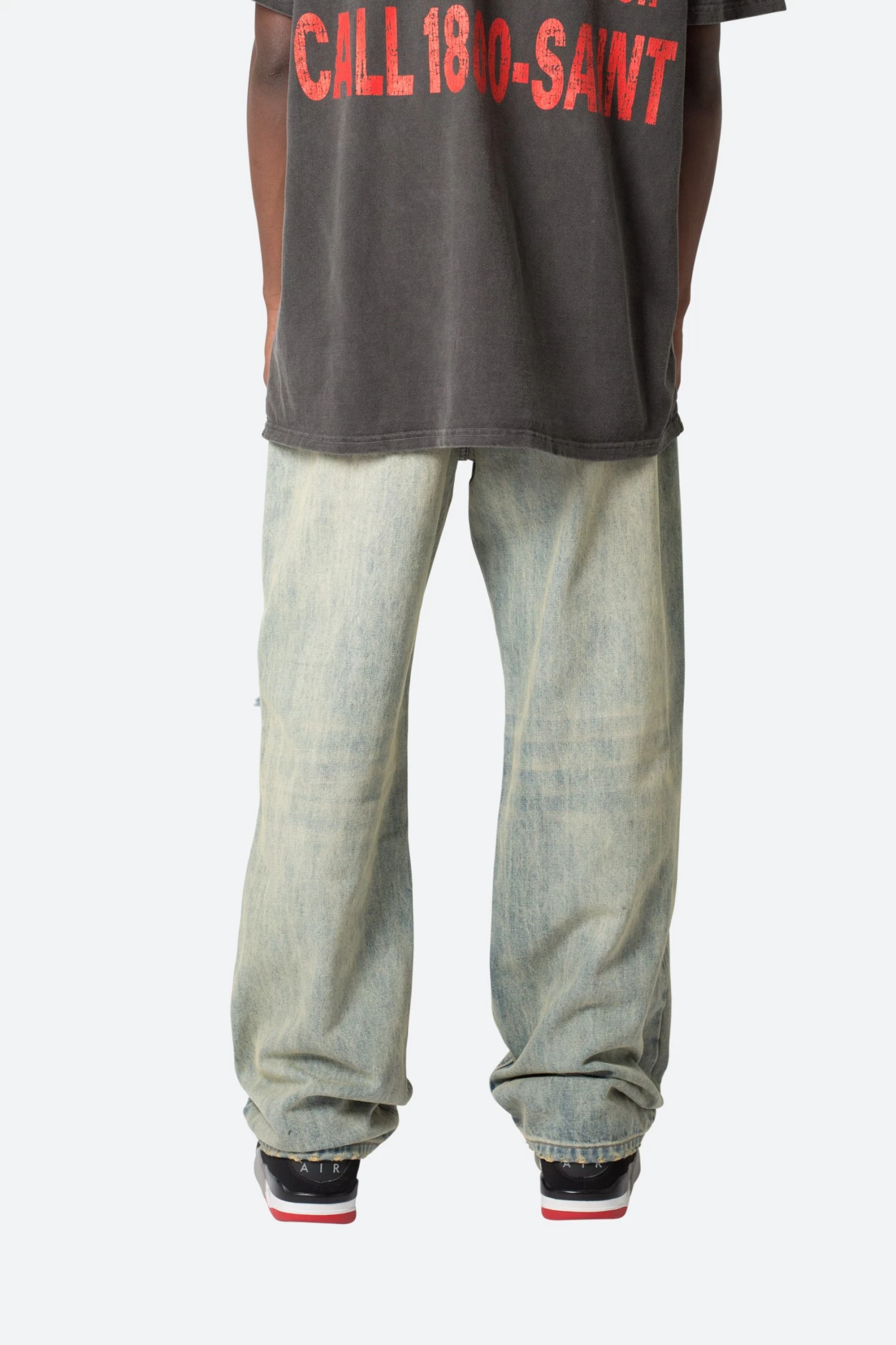 Knee Distressed Ultra Baggy Denim - Vintage Blue 8 Knee Distressed Ultra Baggy Denim - Vintage Blue - Image 6