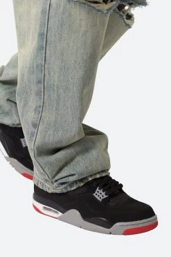 Knee Distressed Ultra Baggy Denim - Vintage Blue 17 Knee Distressed Ultra Baggy Denim - Vintage Blue -clothing Knee Distressed Ultra Baggy Denim Vintage Blue 8