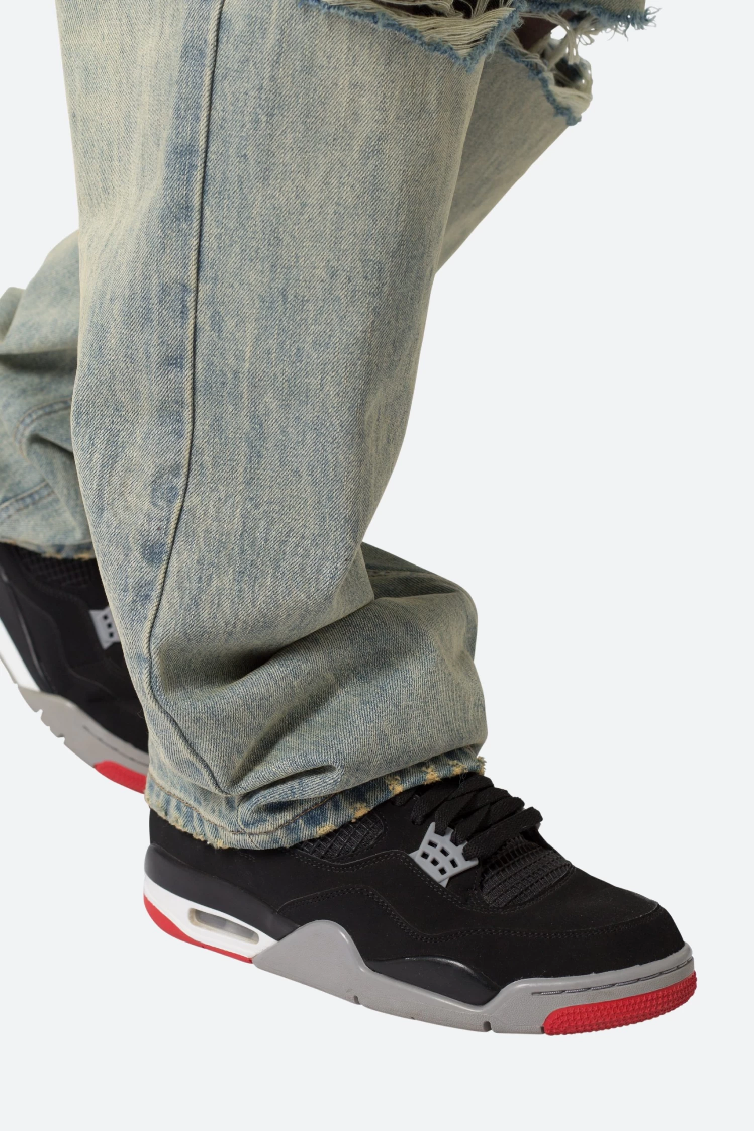 Knee Distressed Ultra Baggy Denim - Vintage Blue 10 Knee Distressed Ultra Baggy Denim - Vintage Blue - Image 8