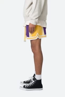 Knit Basketball Shorts - Purple/Yellow -clothing Knit Basketball Shorts PurpleYellow 5 f8de1648 92a7 4fe8 b4aa 9b01a8517726
