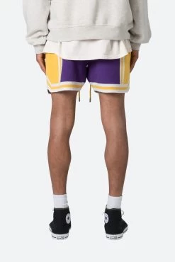 Knit Basketball Shorts - Purple/Yellow -clothing Knit Basketball Shorts PurpleYellow 6