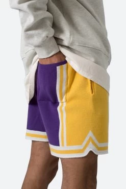 Knit Basketball Shorts - Purple/Yellow -clothing Knit Basketball Shorts PurpleYellow 8