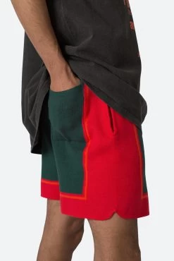 Knit Basketball Shorts - Red/Green -clothing Knit Basketball Shorts RedGreen 8