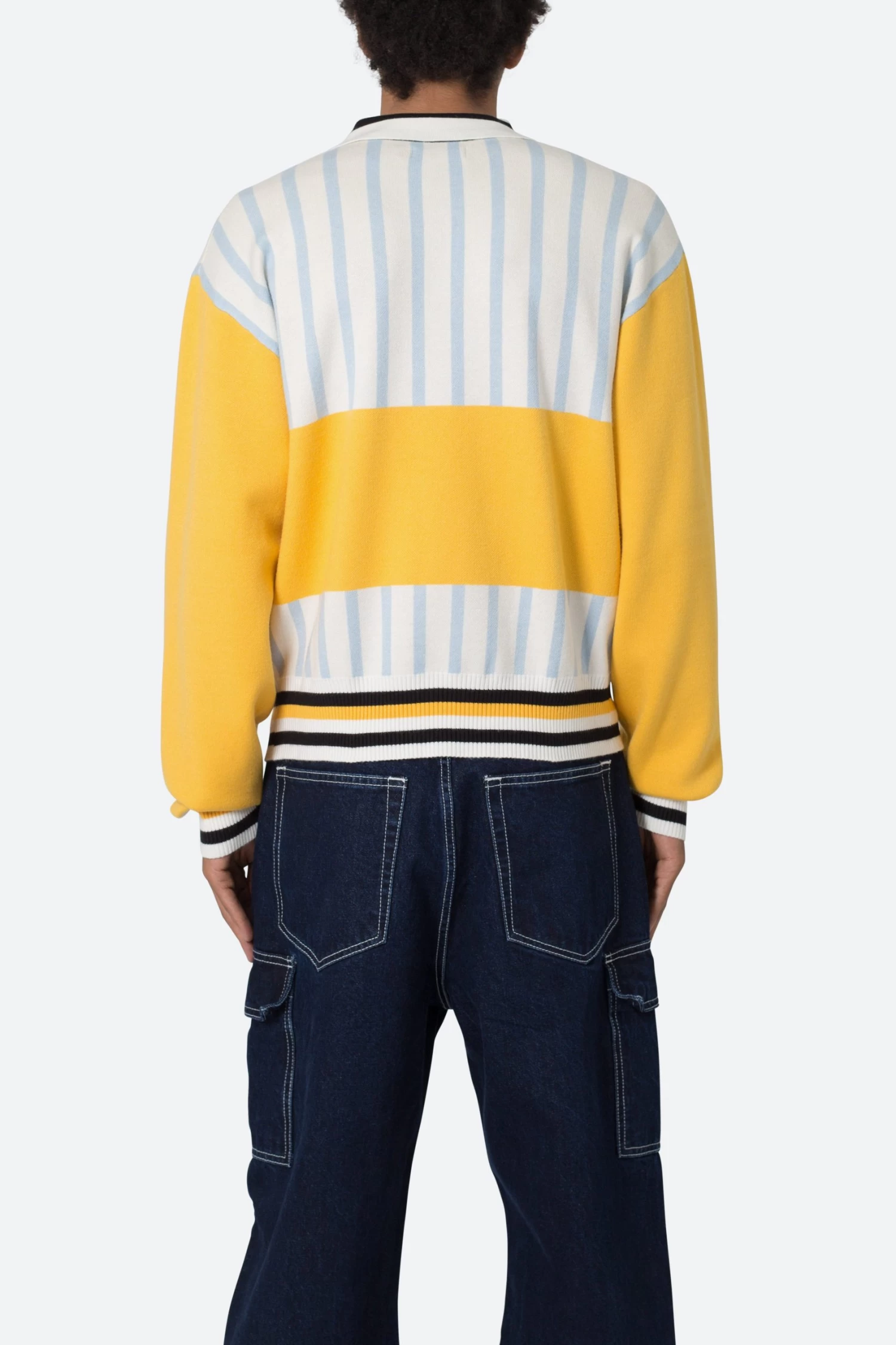 Knit Stripe L/S Polo - Blue/Yellow 7 Knit Stripe L/S Polo - Blue/Yellow - Image 5
