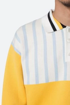 Knit Stripe L/S Polo - Blue/Yellow 17 Knit Stripe L/S Polo - Blue/Yellow -clothing Knit Stripe LS Polo BlueYellow 7