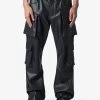 Leather Double Snap Cargo Pants - Black 2 Leather Double Snap Cargo Pants - Black -clothing Leather Double Snap Cargo Pants Black