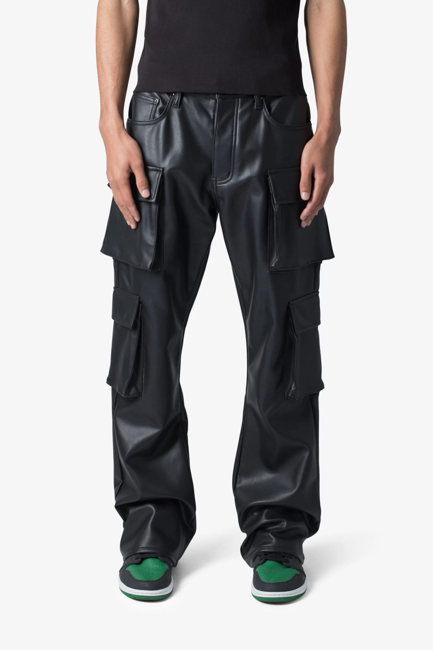 Leather Double Snap Cargo Pants - Black 5 Leather Double Snap Cargo Pants - Black - Image 3