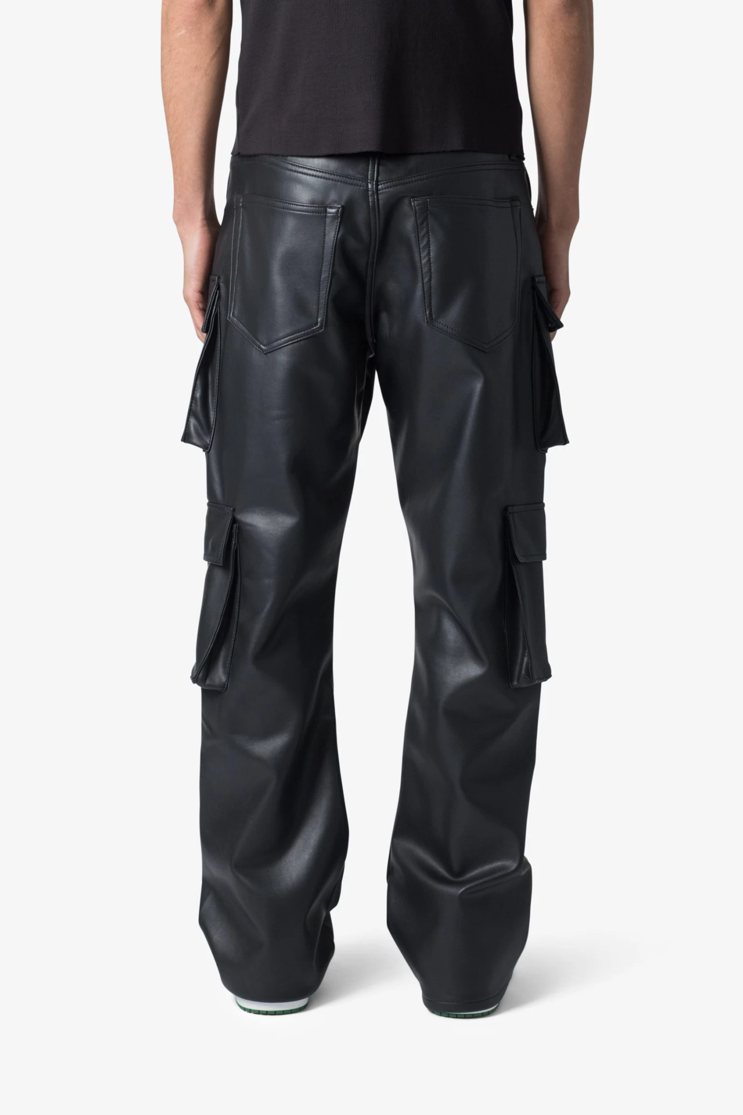 Leather Double Snap Cargo Pants - Black 8 Leather Double Snap Cargo Pants - Black - Image 6