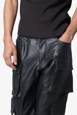 Leather Double Snap Cargo Pants - Black 16 Leather Double Snap Cargo Pants - Black -clothing Leather Double Snap Cargo Pants Black 7