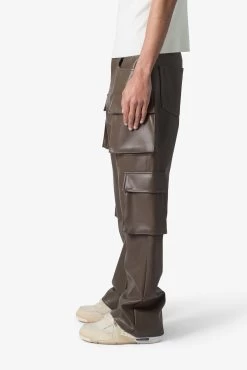 Leather Double Snap Cargo Pants - Chocolate -clothing Leather Double Snap Cargo Pants Chocolate 4