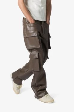 Leather Double Snap Cargo Pants - Chocolate -clothing Leather Double Snap Cargo Pants Chocolate 6