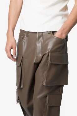 Leather Double Snap Cargo Pants - Chocolate -clothing Leather Double Snap Cargo Pants Chocolate 7