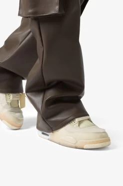 Leather Double Snap Cargo Pants - Chocolate -clothing Leather Double Snap Cargo Pants Chocolate 8