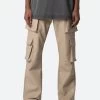 Leather Double Snap Cargo Pants - Khaki 2 Leather Double Snap Cargo Pants - Khaki -clothing Leather Double Snap Cargo Pants Khaki