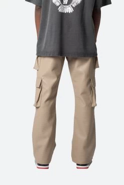 Leather Double Snap Cargo Pants - Khaki -clothing Leather Double Snap Cargo Pants Khaki 6