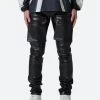 Leather Snap Cargo Pants - Black