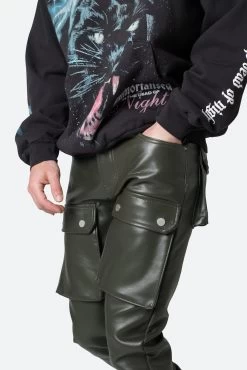 Leather Snap Cargo Pants - Olive 16 Leather Snap Cargo Pants - Olive -clothing Leather Snap Cargo Pants Olive 7