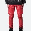 Leather Snap Cargo Pants - Red 1 Leather Snap Cargo Pants - Red -clothing Leather Snap Cargo Pants Red