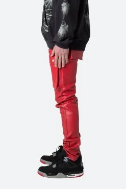 Leather Snap Cargo Pants - Red -clothing Leather Snap Cargo Pants Red 5