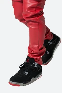 Leather Snap Cargo Pants - Red -clothing Leather Snap Cargo Pants Red 8