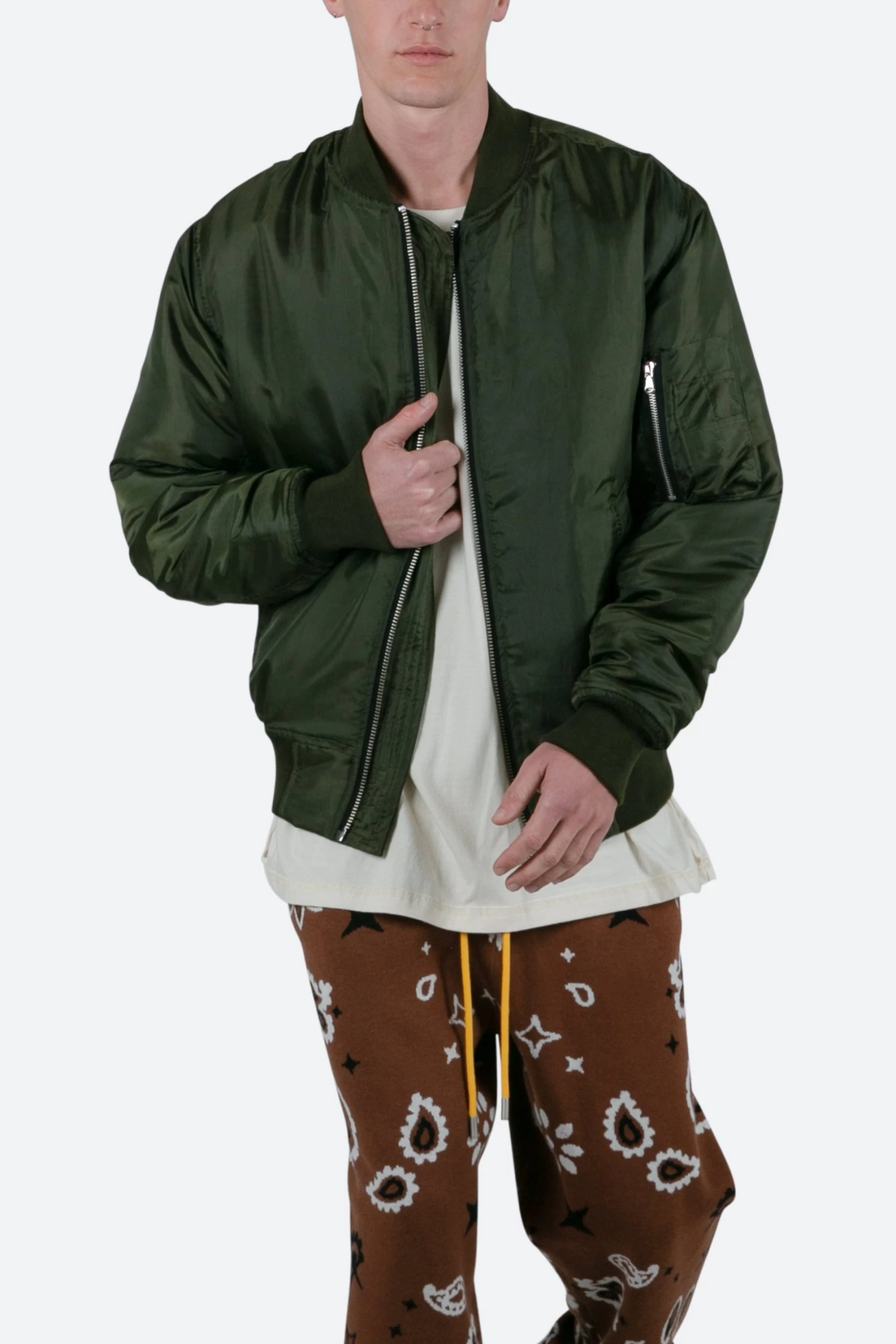 Lightweight Bomber Jacket - Olive 4 Lightweight Bomber Jacket - Olive - Image 2