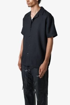 Linen Blend S/S Shirt - Black 12 Linen Blend S/S Shirt - Black -clothing Linen Blend SS Shirt Black 3