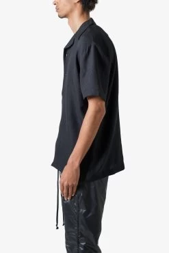 Linen Blend S/S Shirt - Black 13 Linen Blend S/S Shirt - Black -clothing Linen Blend SS Shirt Black 4