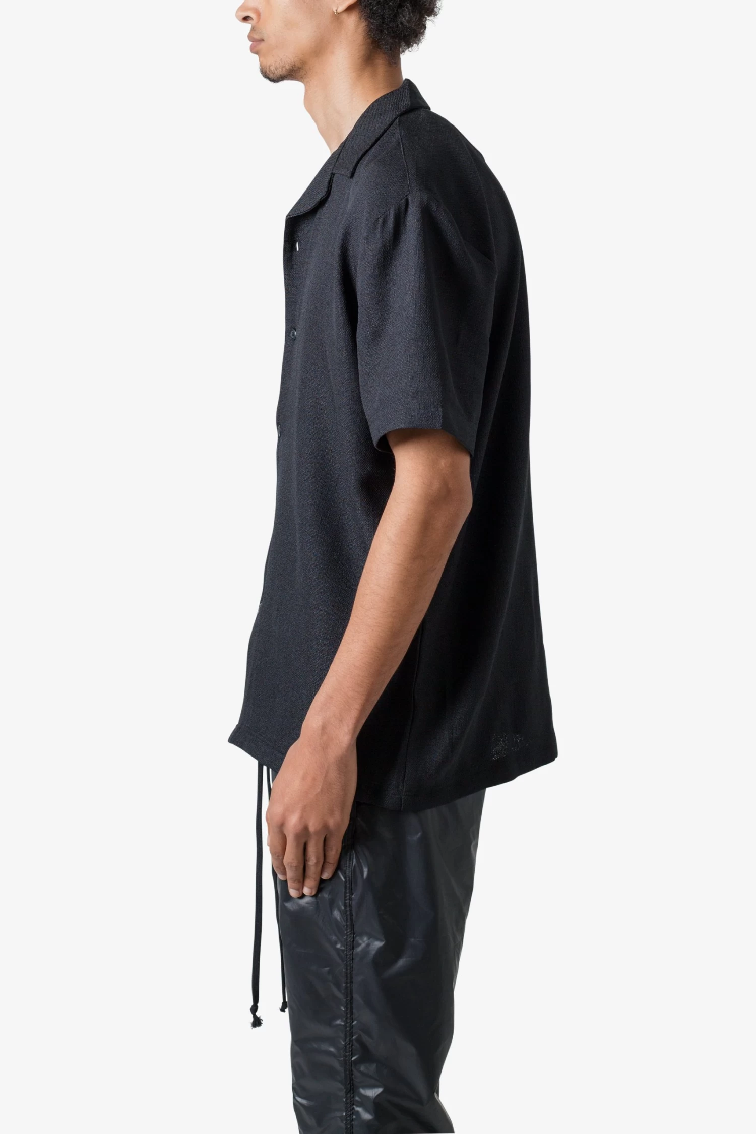 Linen Blend S/S Shirt - Black 6 Linen Blend S/S Shirt - Black - Image 4
