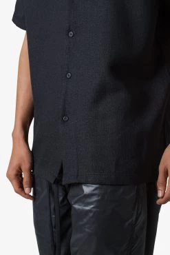 Linen Blend S/S Shirt - Black 16 Linen Blend S/S Shirt - Black -clothing Linen Blend SS Shirt Black 7