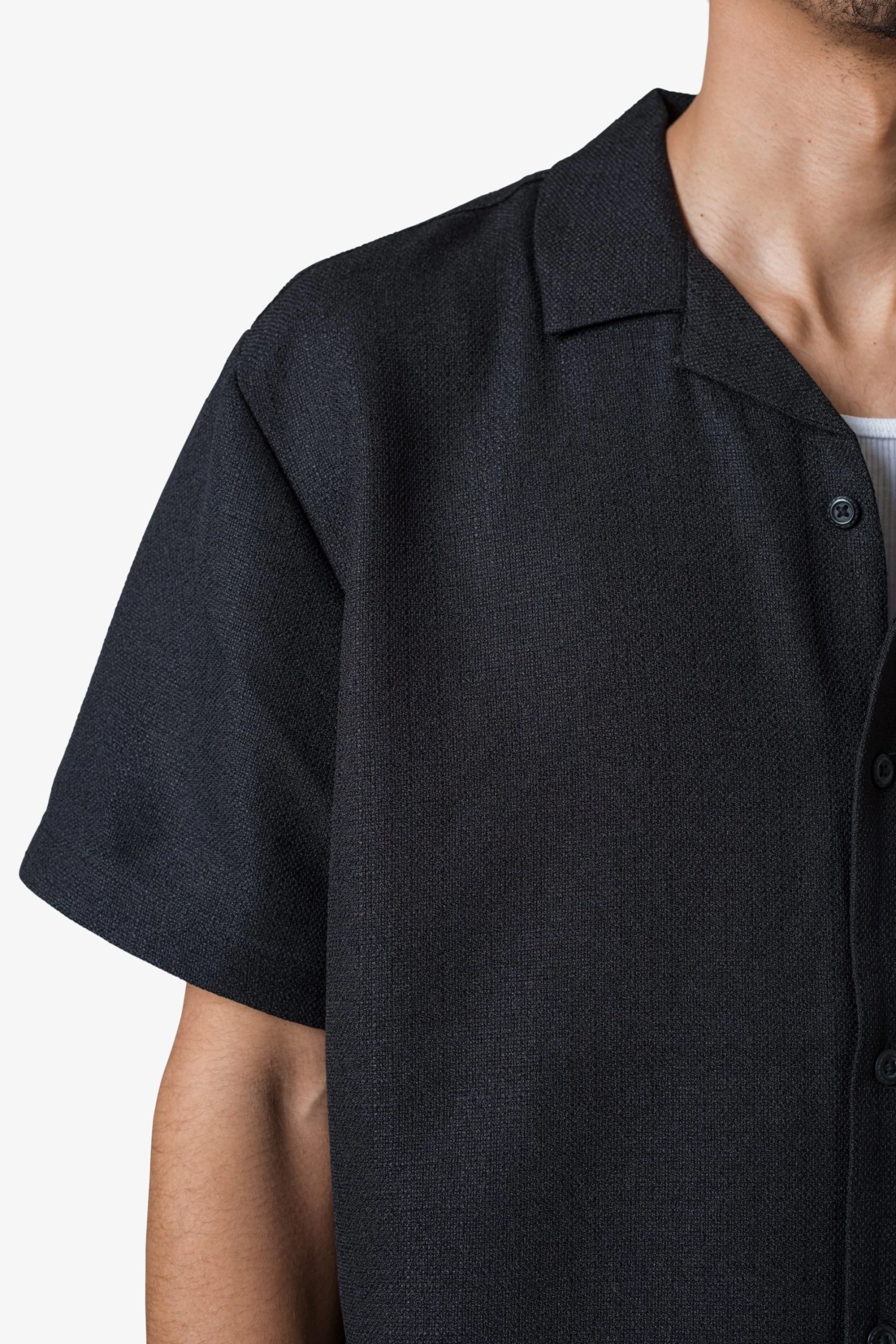 Linen Blend S/S Shirt - Black 10 Linen Blend S/S Shirt - Black - Image 8