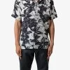 Linen Blend S/S Shirt - Black Floral -clothing Linen Blend SS Shirt Black Floral