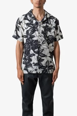 clothing -clothing Linen Blend SS Shirt Black Floral 2