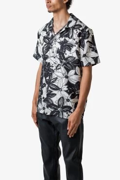 Linen Blend S/S Shirt - Black Floral 12 Linen Blend S/S Shirt - Black Floral -clothing Linen Blend SS Shirt Black Floral 3