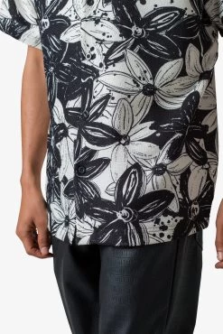 Linen Blend S/S Shirt - Black Floral 16 Linen Blend S/S Shirt - Black Floral -clothing Linen Blend SS Shirt Black Floral 7