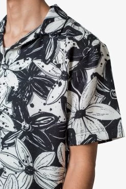 Linen Blend S/S Shirt - Black Floral 17 Linen Blend S/S Shirt - Black Floral -clothing Linen Blend SS Shirt Black Floral 8