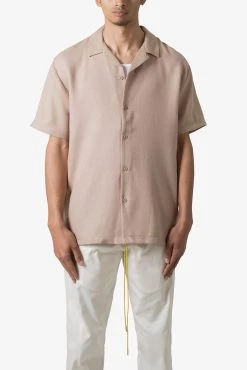 Linen Blend S/S Shirt - Brown