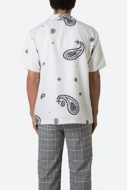 Linen Blend S/S Shirt - White Paisley -clothing Linen Blend SS Shirt White Paisley 6