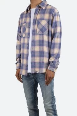 Metal Button Flannel - Blue/Yellow -clothing Metal Button Flannel BlueYellow 4 b390b1af 01c6 4f5c 9a54 7b28cb5867e5